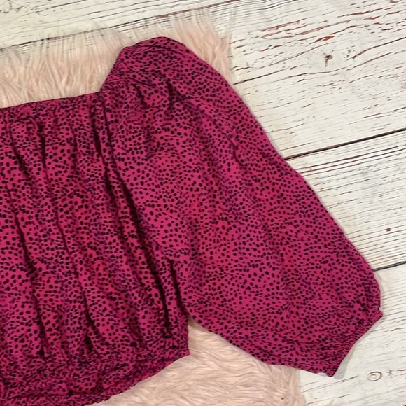 Beachgold Poppy Pink Black Polka Dot One Shoulder Blouse - Picture 8 of 10